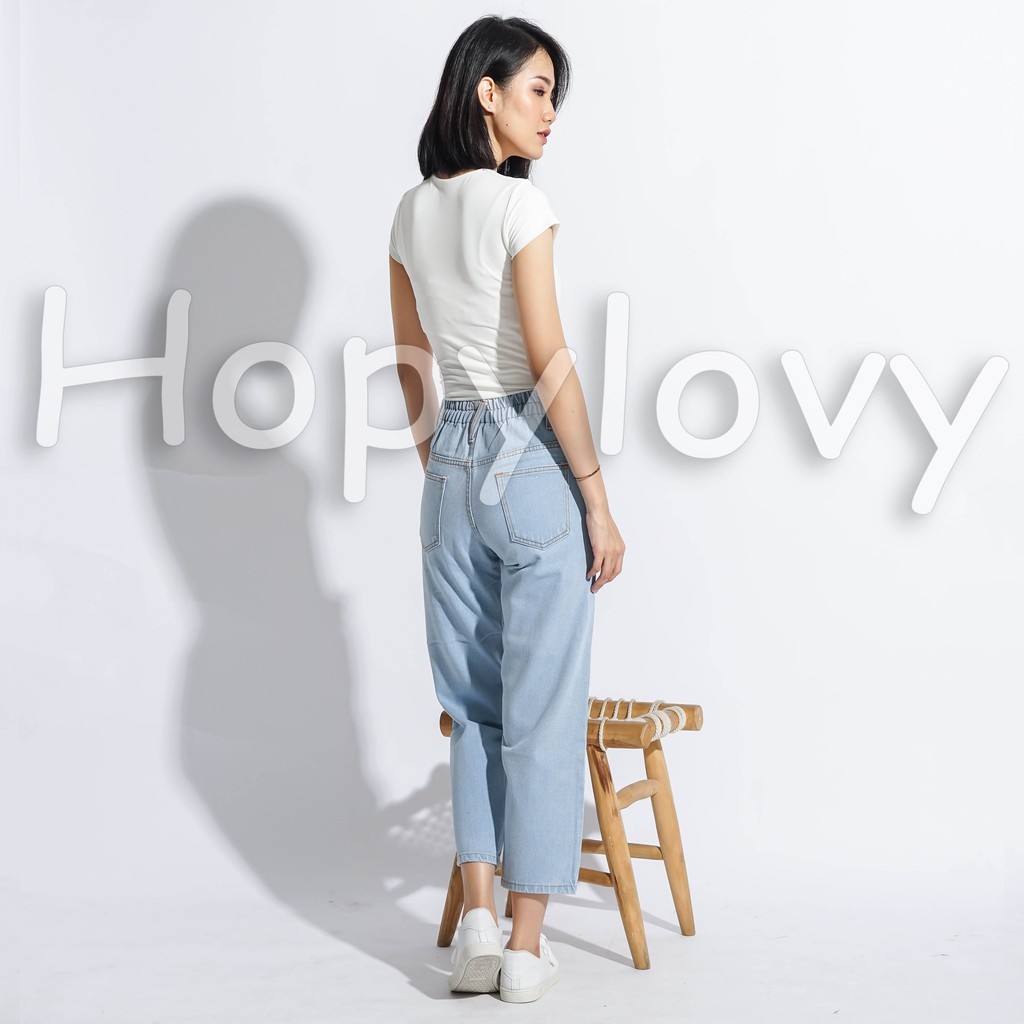 HOPYLOVY - Celana Jeans Boyfriend Wanita Ripped Furing Danita