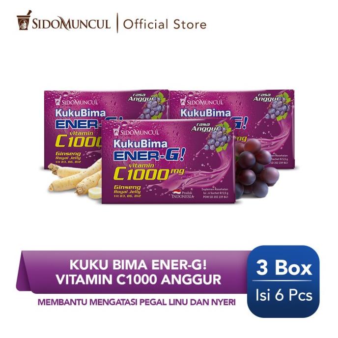 

Kuku Bima Ener-G Vit C1000 Anggur 3x6's - Minuman Berenergi Vitamin
