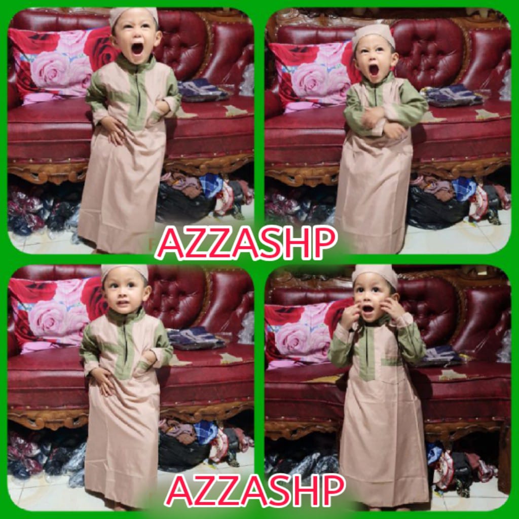 Baju Koko Jubah Anak Lengan Panjang Usia 2-12 Thn / Baju Koko Muslim Anak Laki-Laki