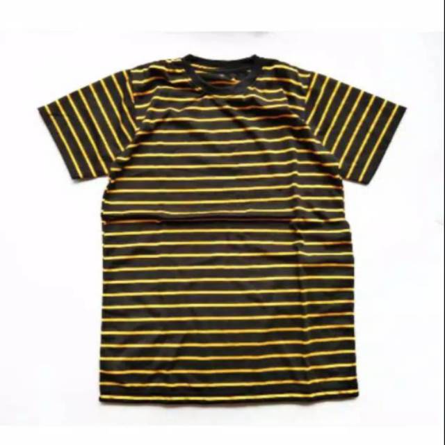 Kaos stripe hitam kuning kecil size S-5XL