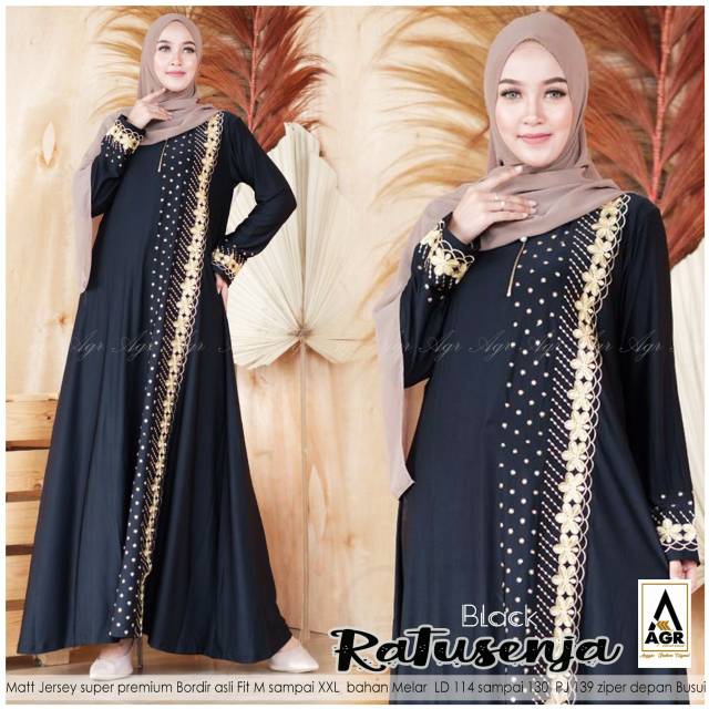 GAMIS JERSEY BUSUI BORDIR ASLI RATU SENJA DRESS MUSLIM MAXI | FASHION MUSLIM WANITA