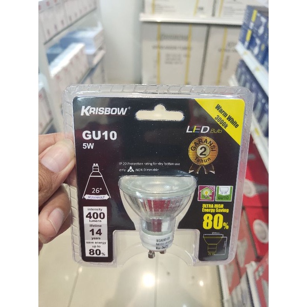 Krisbow bohlam LED GU10 5w 400 lumens putih/kuning