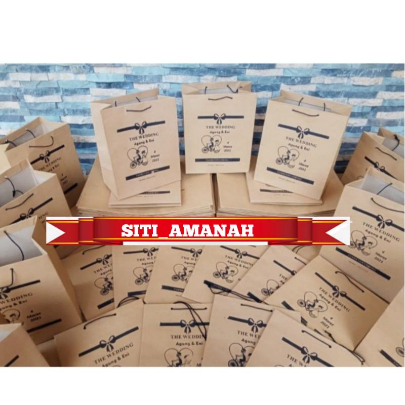 TERMURAH Tas Sovenir / Tas Asul Asul  / Hajatan / Paperbag Sablon Custom Bahan Kraf