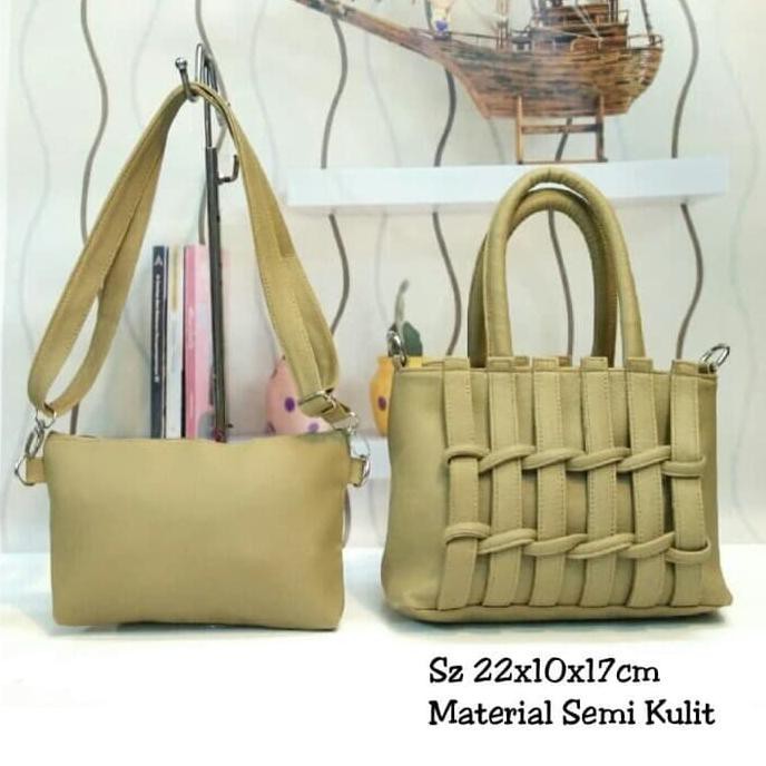 Sale Tas Wanita Fashion Pagar / Slingbag Pagar / Handbag Pagar  2In1 - Cream Terbaru
