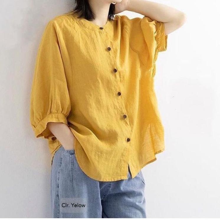 Terbaik.. Baju blouse wanita bahan katun linen premium