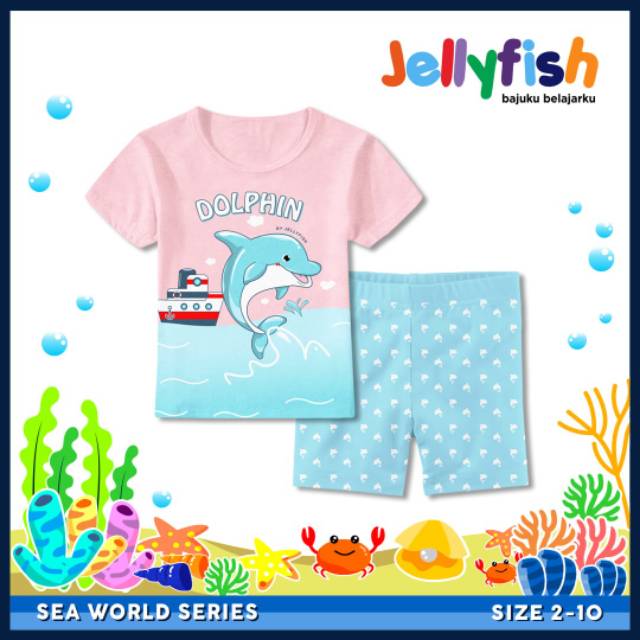 Setelan Kaos Anak Perempuan Karakter Animal Jellyfish