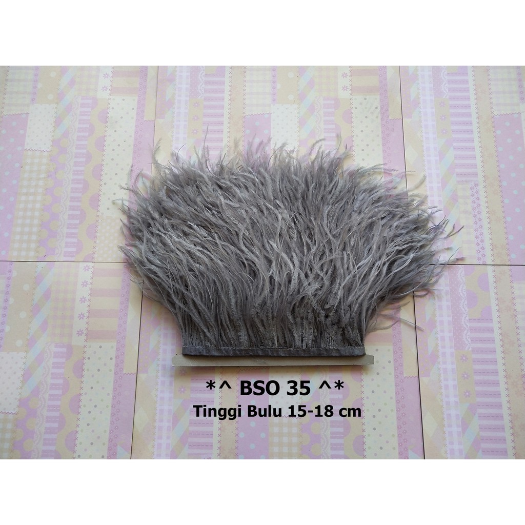 [1 METER] BULU OSTRICH TINGGI 15-18CM, RENDA BULU SINGLE OSTRICH BSO 35