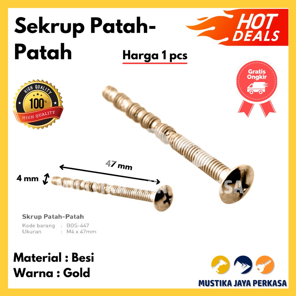 Sekrup Patah Patah Baut Patah Break Screw Besi Gold