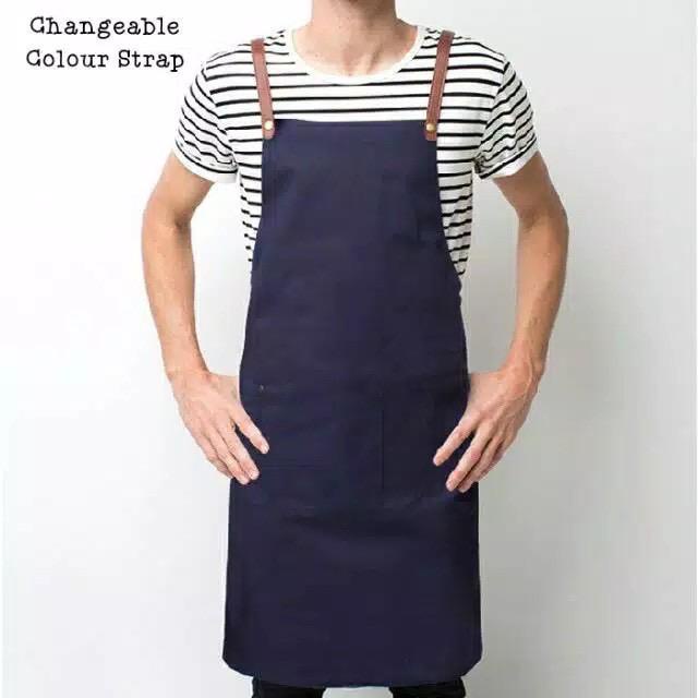 Bp apron barista custom celemek masak polos pria wanita Unisex HandMade