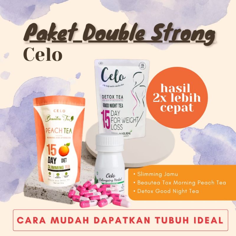 

Paket 3 Double Strong Celo (Morning Peach Tea+GoodNight Tea+Slimming Jamu)