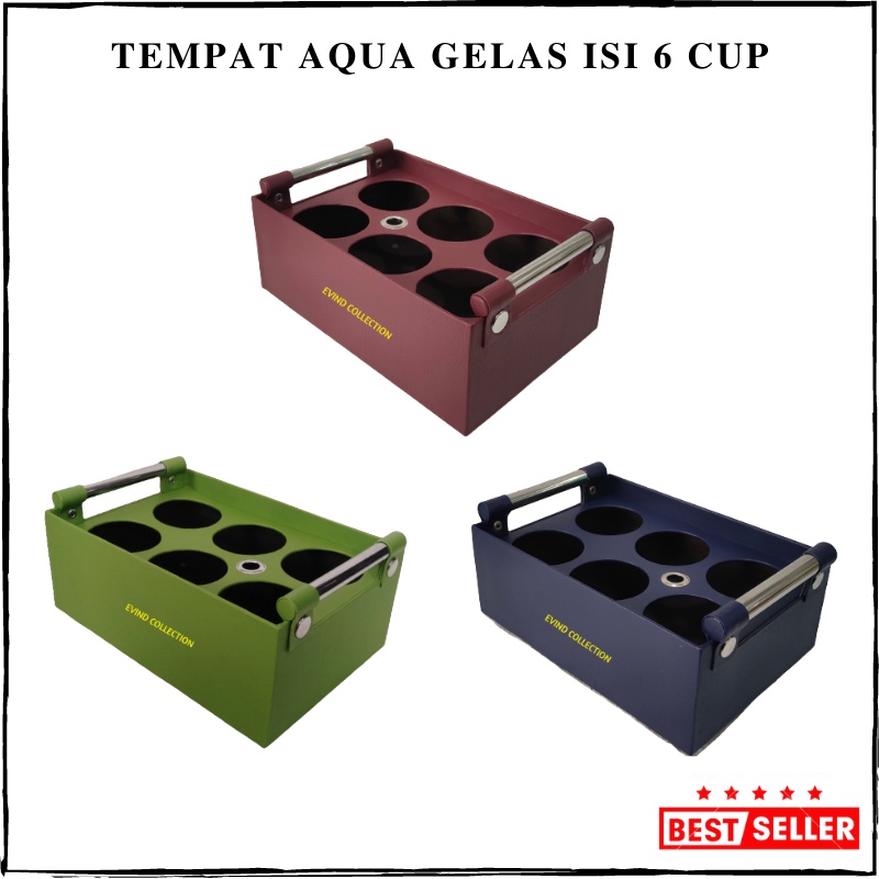 Tempat Air Mineral Gelas Isi 6 Cup Keranjang Aqua Gelas Kulit Sintetis