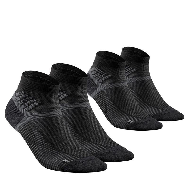 Decathlon QUECHUA Kaos Kaki Mendaki Hike 500 Mid Isi 2 pasang - Hitam Kaos Kaki Hike 500 Mid - 2 Pcs