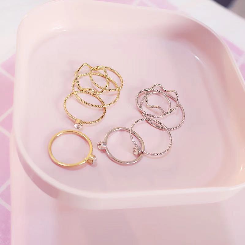 [COD] 4 Pcs/Set Cincin  Bahan Alloy Gaya Korea Retro untuk Wanita