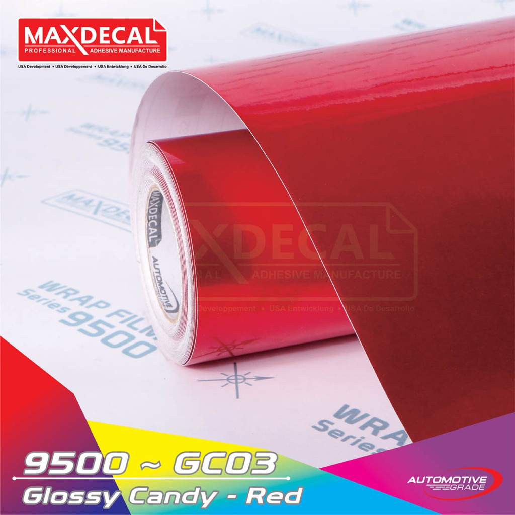 MAXDECAL 9500 GC03 Glossy Candy RED Metallic Merah Darah Kilap Premium Car Wrap Vinyl