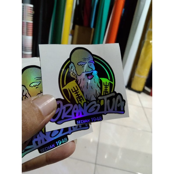 

Stiker sticker orang tua printcut hologram