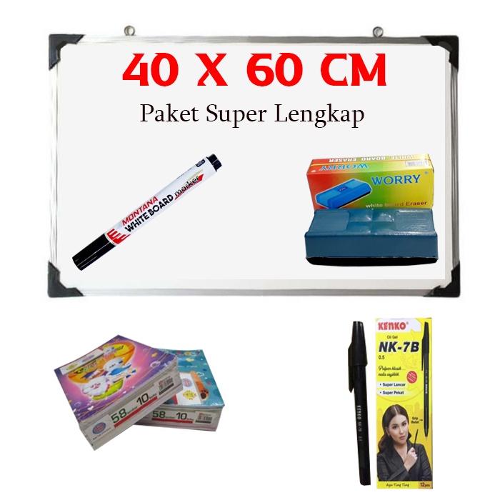 

Super Lengkap White Board Papan Tulis Gantung Ukuran 40 cm x 60 cm