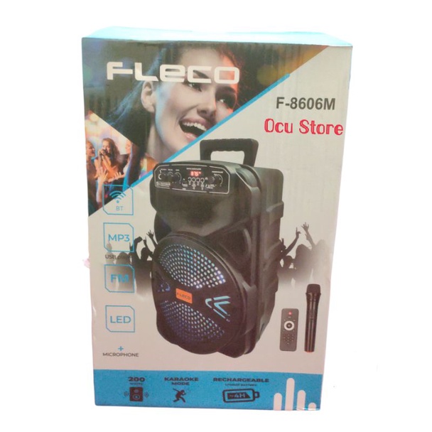 SPEAKER BLUETOOTH KARAOKE PORTABLE FLECO F-8606M SUPER BASS