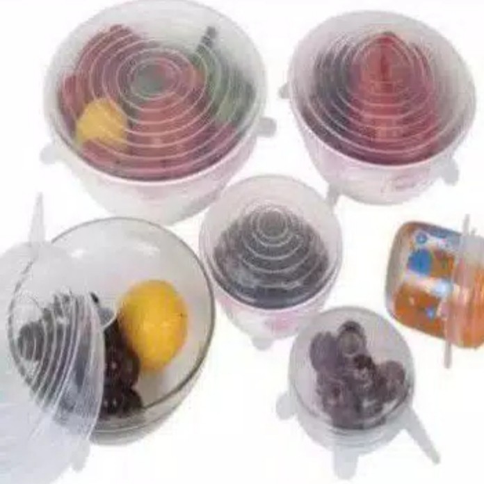 6 in 1 Stretch Bowl Cover Lid Silicone food cover tutup wadah E028