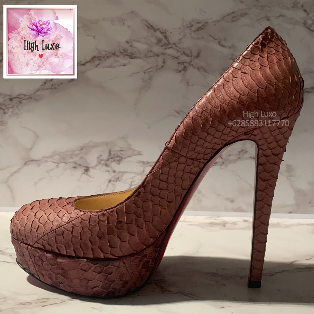 Christian Louboutin Python Leather Pink Size 37.5 Kulit Snakeskin Snake Skin Ular ORIGINAL AUTHENTIC