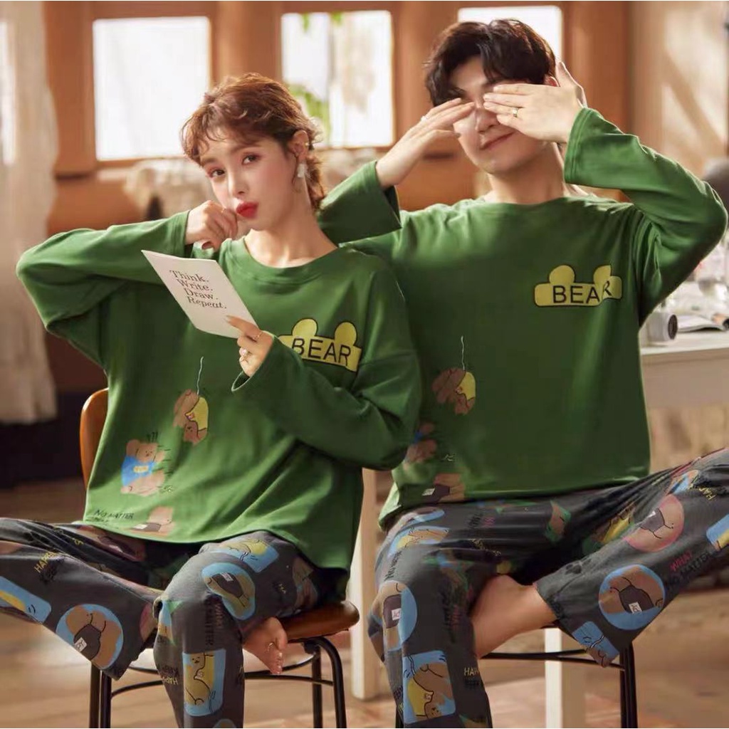 Baju tidur piyama pp couple bahan kaos import