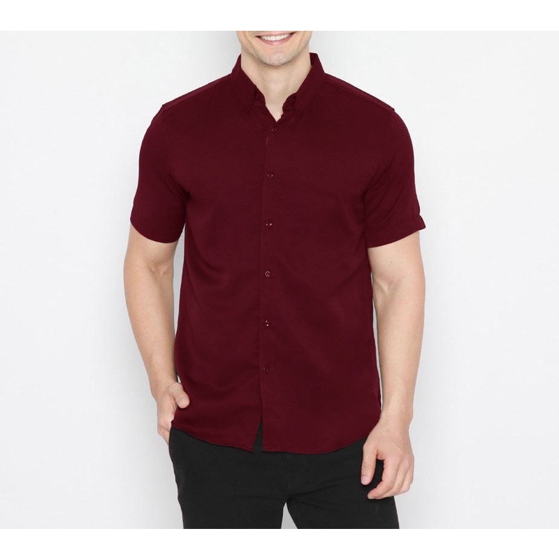 topfashion 5 warna/KEMEJA PRIA SIMPLE POLOS LENGAN PENDEK HEM PRIA LENGAN PENDEK/KEMEJA KANTOR TOMZA