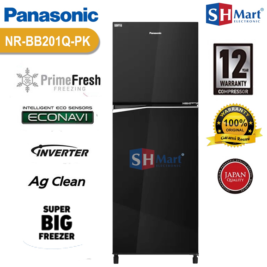 KULKAS PANASONIC 2 PINTU KAPASITAS 182 LITER NR-BB201Q-PK INVERTER PRIME FRESH WITH AG CLEAN GARANSI RESMI (MEDAN)