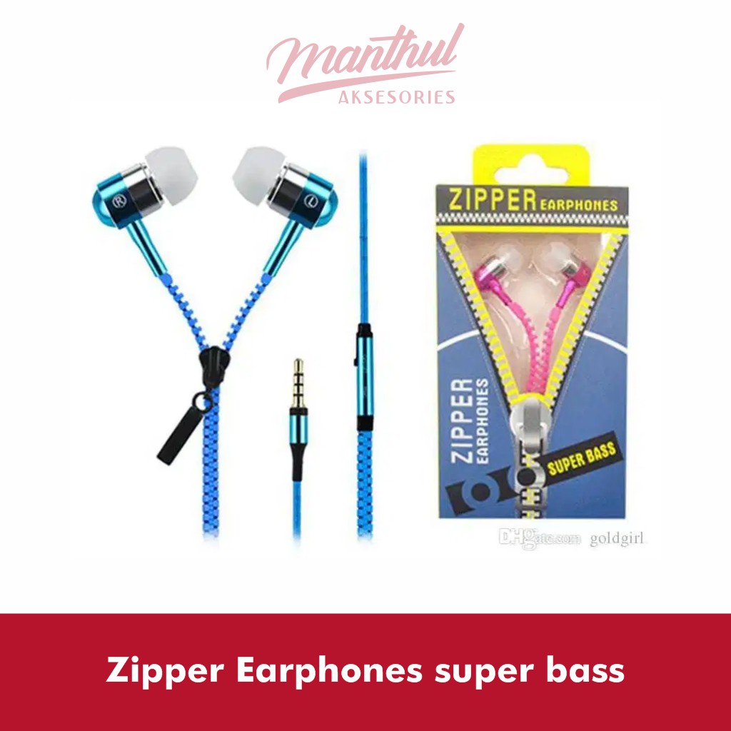 Headset Zipper Resleting Earphone Super Bass Handsfree