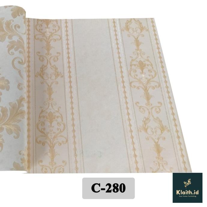Wallpaper dinding vinyl timbul, bertekstur, berserat Premium C280-C283
