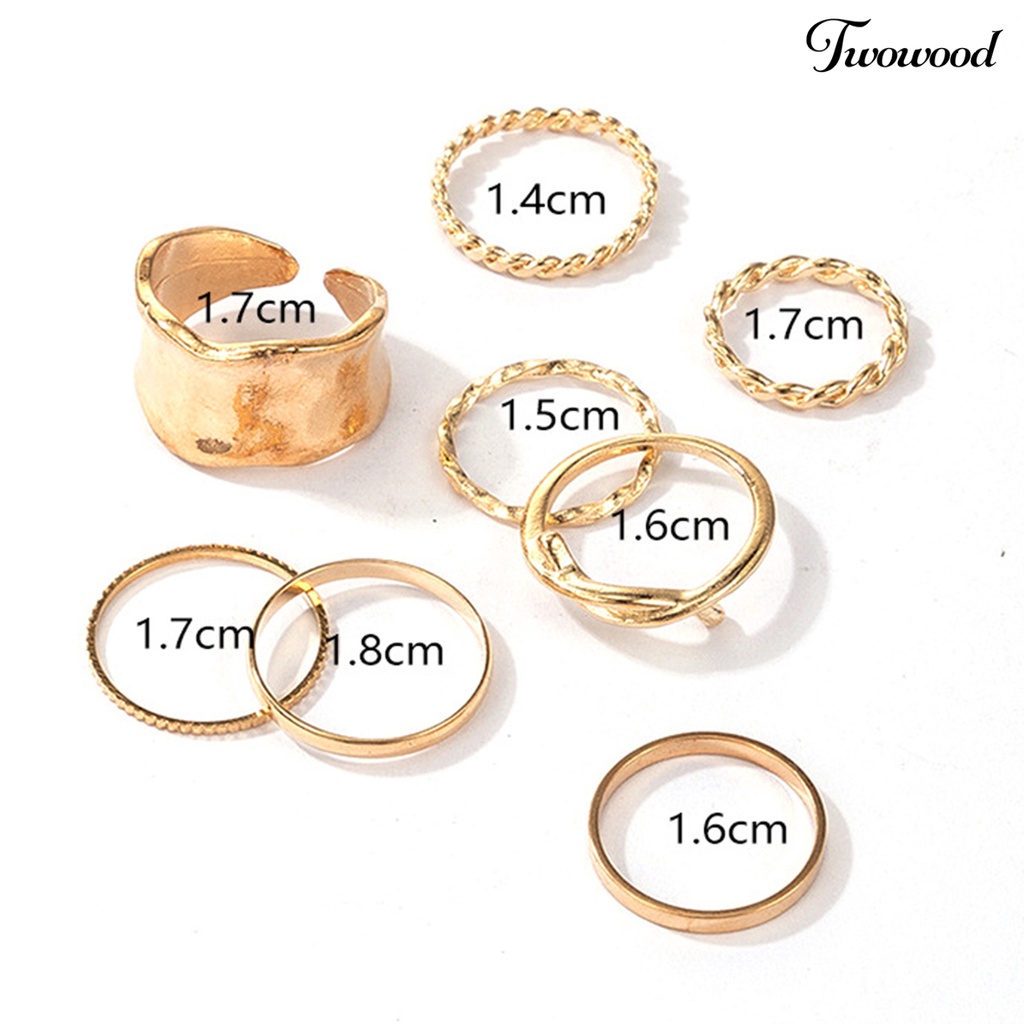 8pcs / Set Cincin Bahan Alloy Bentuk Kepang Tidak Teratur Untuk Aksesoris Perhiasan