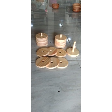 Tatakan Gelas Kayu Set isi 6 / Alas Gelas MODEL DONAT / Coaster Set