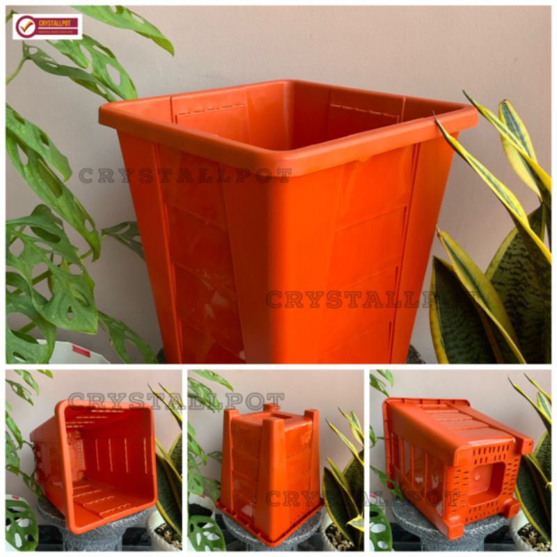 pot bunga tanaman kotak tinggi diameter 26cm - SINOVAC 03 MERAH BATA