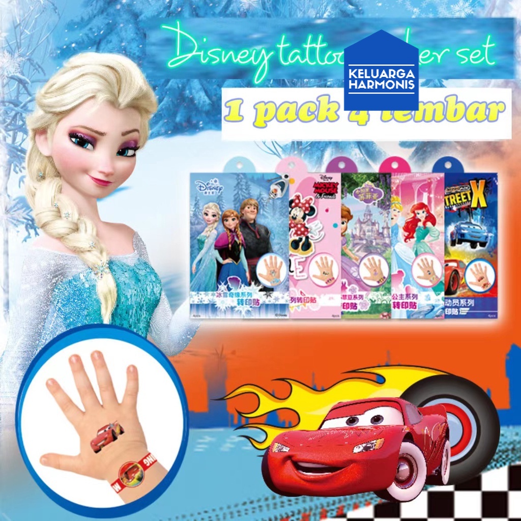 Stiker Tato anak-anak kartun elsa frozen princess car