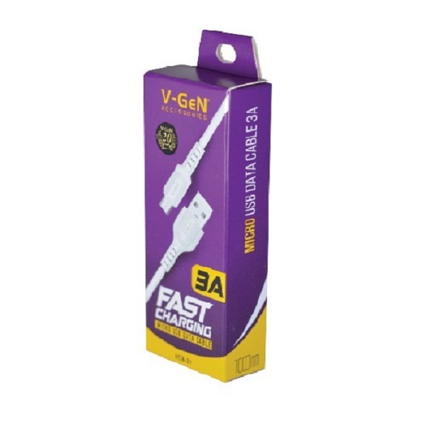 Kabel Data MicroUSB V-GeN VCB-21 3A Fast Charging Micro USB Bulat VGEN