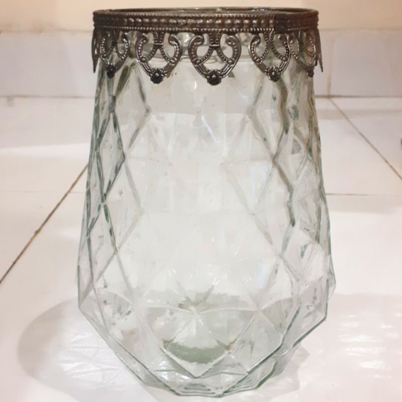 CRYSTAL VASE BUNGA BENING D16 × T 21 cm PROMO HEMAT MURAH LEBAY SHOPEE HOME DECOR