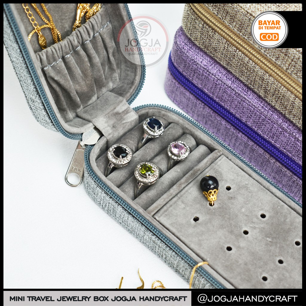 Travel Mini Jewelry Box Tempat Penyimpanan Perhiasan Emas &amp; Aksesoris Kalung, Cincin, Anting, Gelang