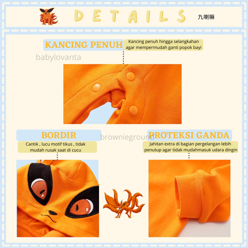 Jumper bayi Model Anime NARUTO Kyubi bahan cotton 100% baju bayi laki laki 0 2 tahun