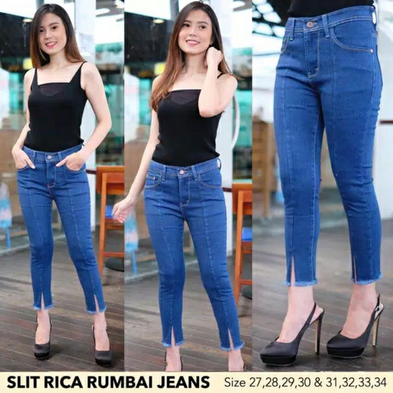 SLIT RICA RUMBAI JEANS 7/9 CELANA CEWEK TULANG TENGAH