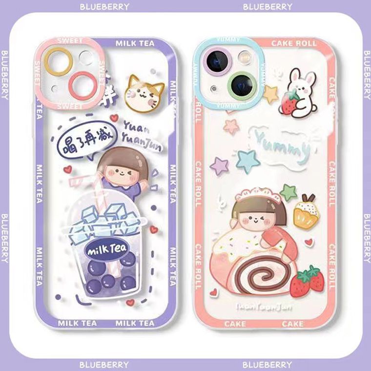 Soft Case Silikon TPU Transparan Motif Gadis Lucu Untuk IPhone 14 13 12 11 Pro XS Max X XR 8 7 6 6S Plus