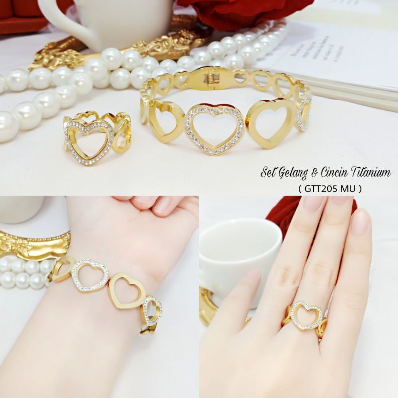 Gelang Titanium Gelang Set Cincin Love GTT205 MU