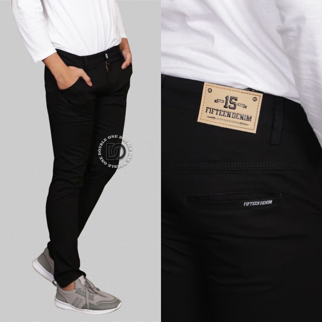 CELANA CHINOS PANJANG PRIA - CELANA CHINO PRIA KATUN STRETCH - CHINOS PANJANG COWOK SLIMFIT ORIGINAL FIFTEEN DENIM