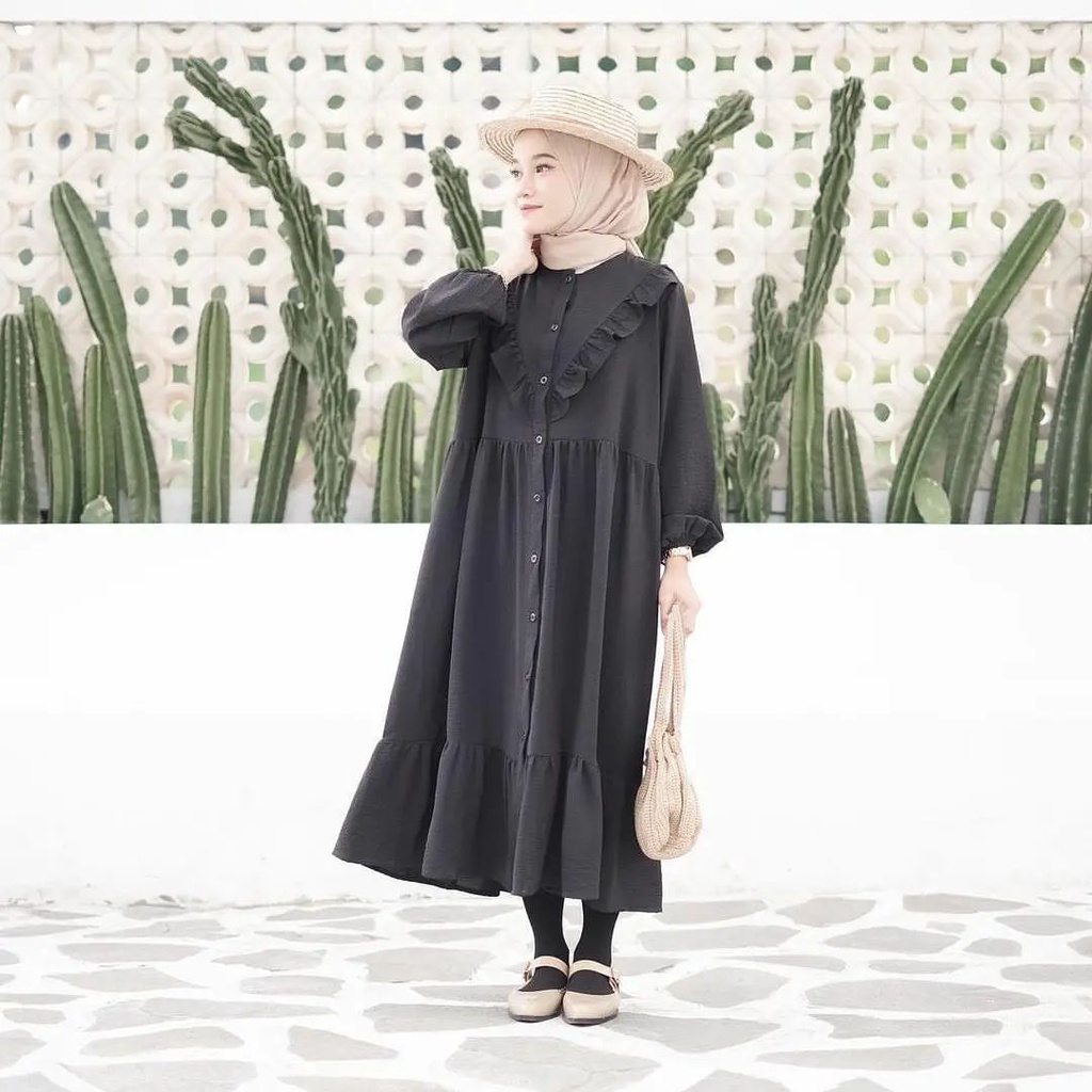 (BISA COD) LONG TUNIK KRIONA MIDI DRESS DAILY BUSUI DRESS WOLPEACH