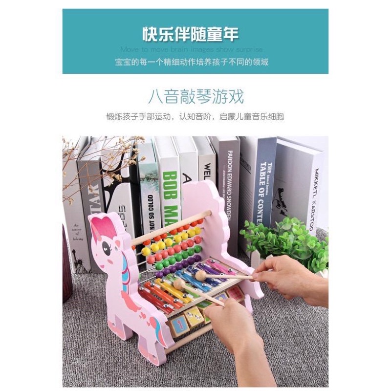 Jerapah Xylophone Multifungsi Warna-Warni Sempoa-Berhitung / Multifunction Giraffe