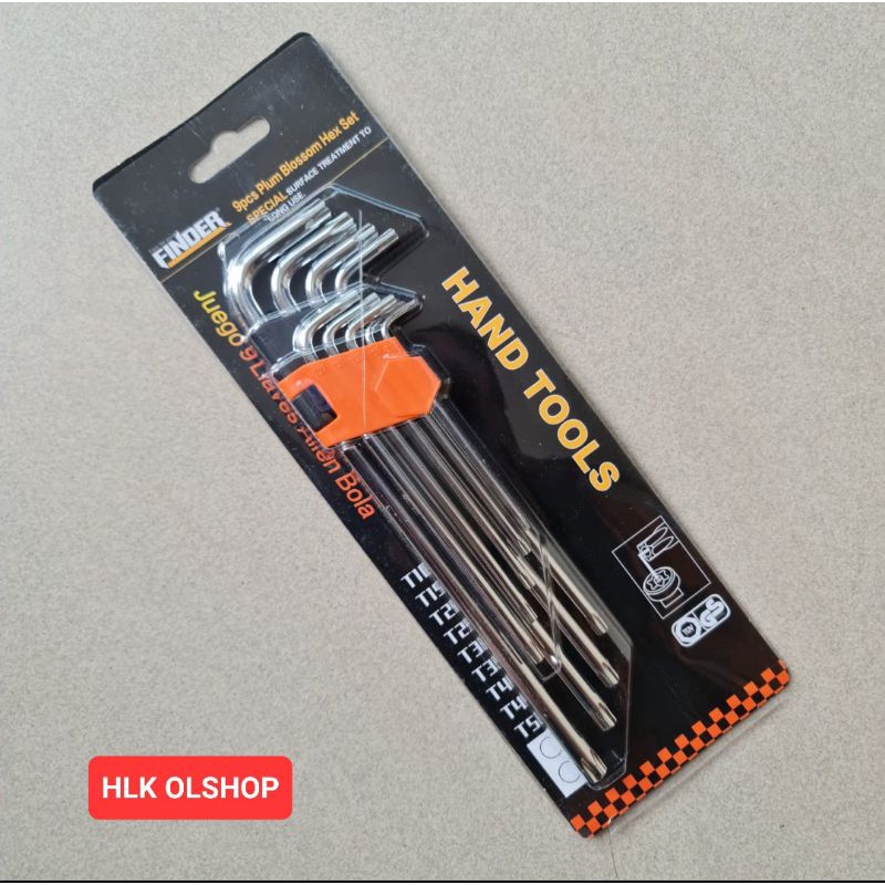 kunci L kembang set 9 pcs finder kunci L bintang set finder