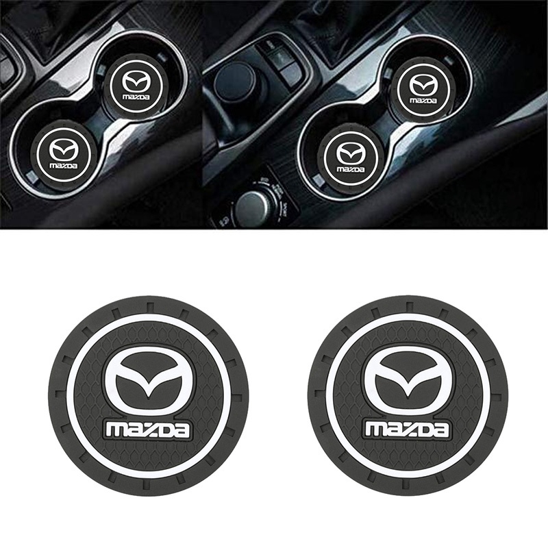 2 Pcs Mobil Coaster Cangkir Air Botol Pemegang Anti-Slip Pad Mat Silica Gel untuk Dekorasi Interior Mobil Styling Aksesoris For Mazda CX-30 CX-8 Mazda3 CX-3 CX-9 Mazda6 CX-5 Mazda2