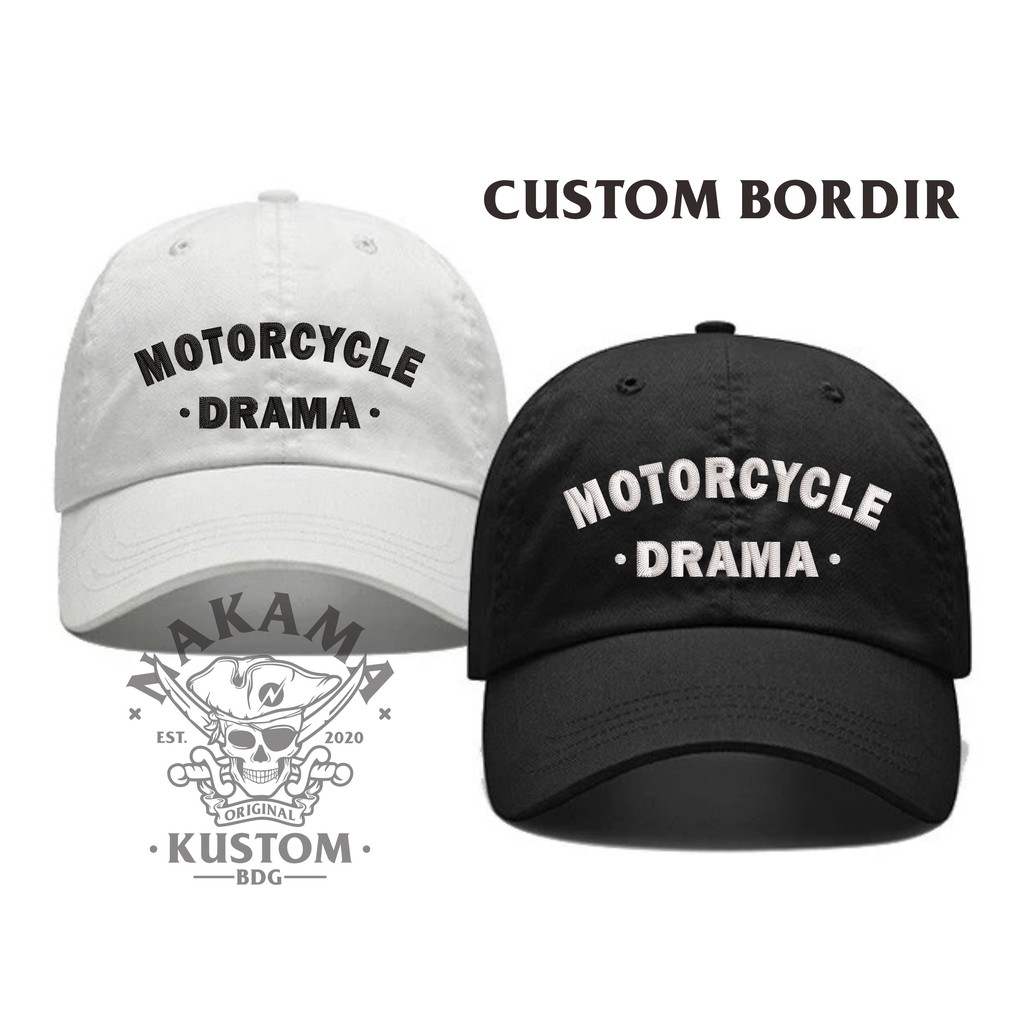 Topi BORDIR CUSTOM Baseball Cap Hat Logo, Nama Perusahaan Komunitas, Club,Komunitas Motorcycle Drama