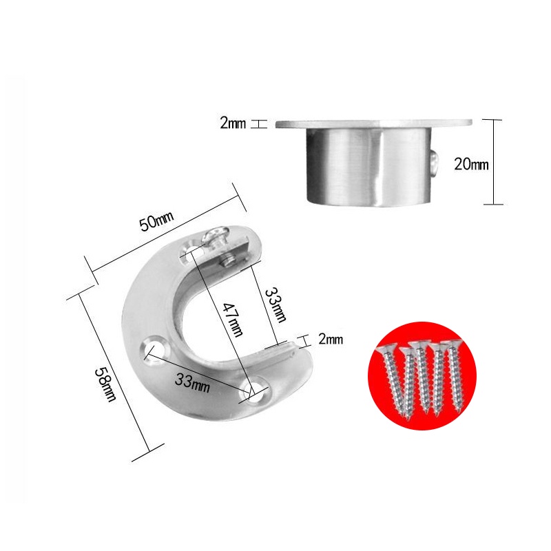 【1 Pasang】Bracket Topi Untuk Pipa Stainless/Flange Fitting Pipa/Cap Bracket For Stainless Pipe