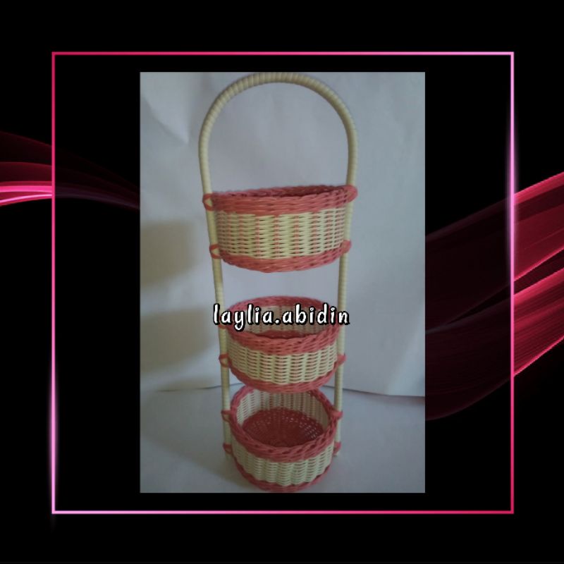 rantang bumbu 3 susun | Rak bumbu rotan sintetis | keranjang bumbu rotan sintetis