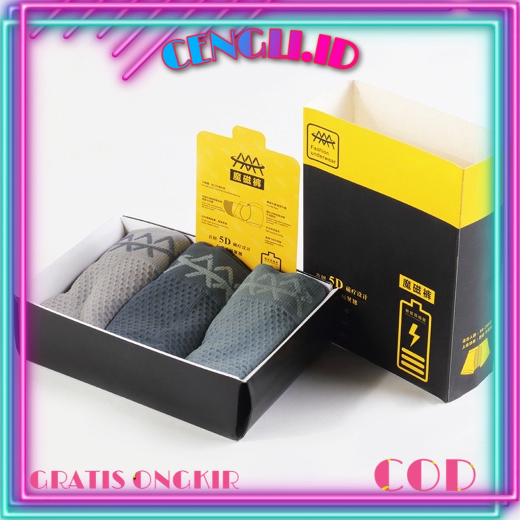 CENGLI.ID Boxer 5D Magnetic 1PCS/ SATUAN| Untuk Kesehatan Vitalitas Pria Dewasa | Boxer Pria 5D Magn