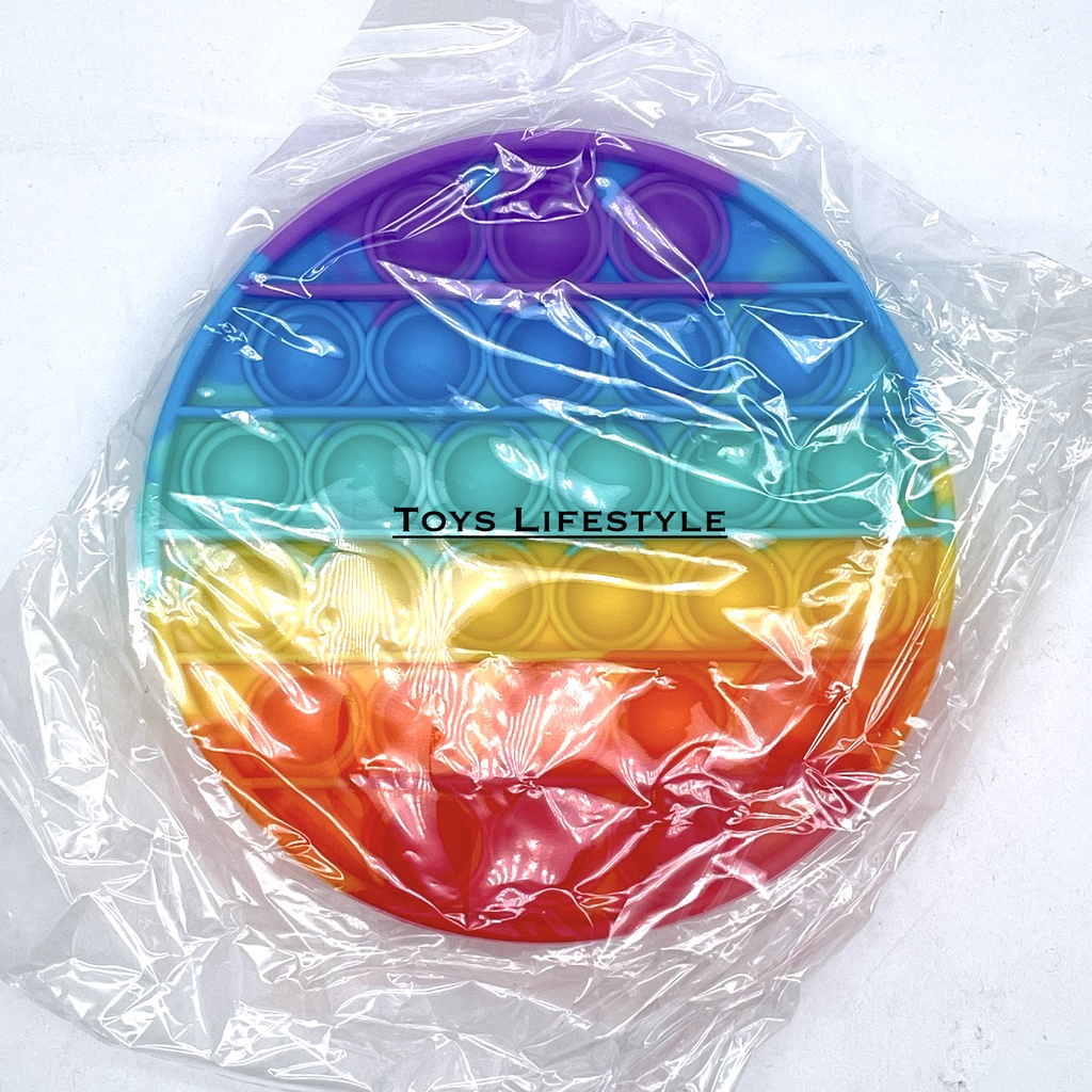 Mainan Pop It Anak Rainbow Multicolor Fidget Toy Push Bubble (MURAH)-Round