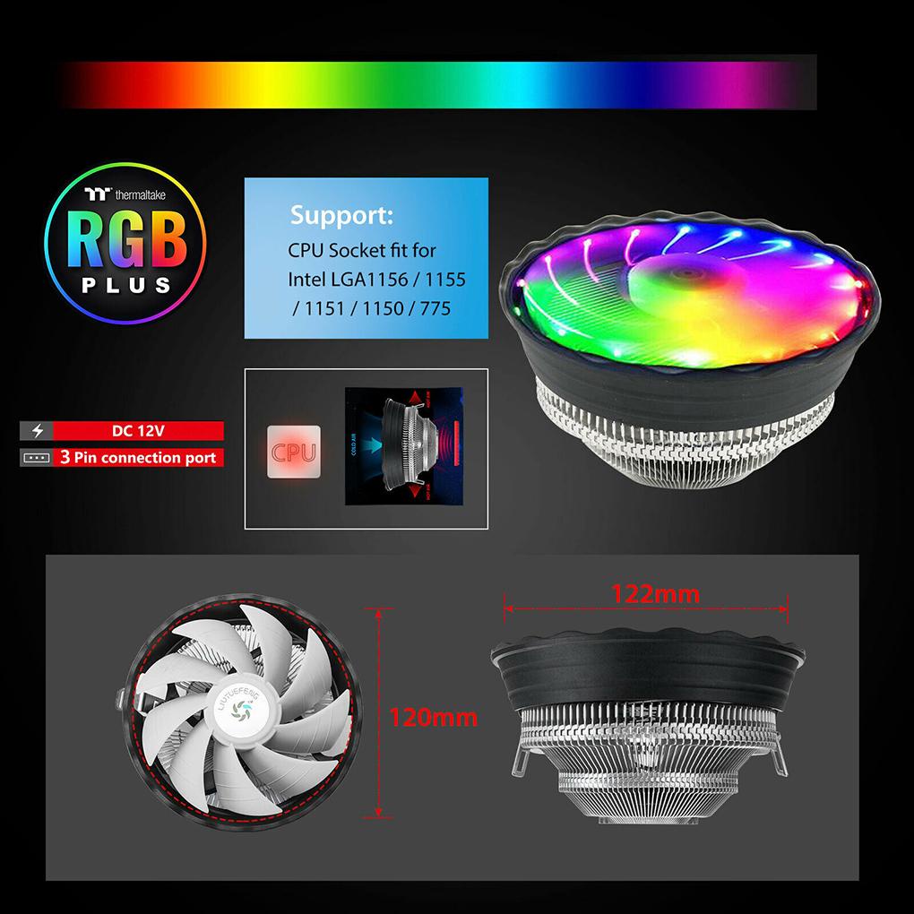 Kipas Pendingin CPU Komputer 3Pin RGB Bahan Aluminum Bisa Dilepas (house2020)